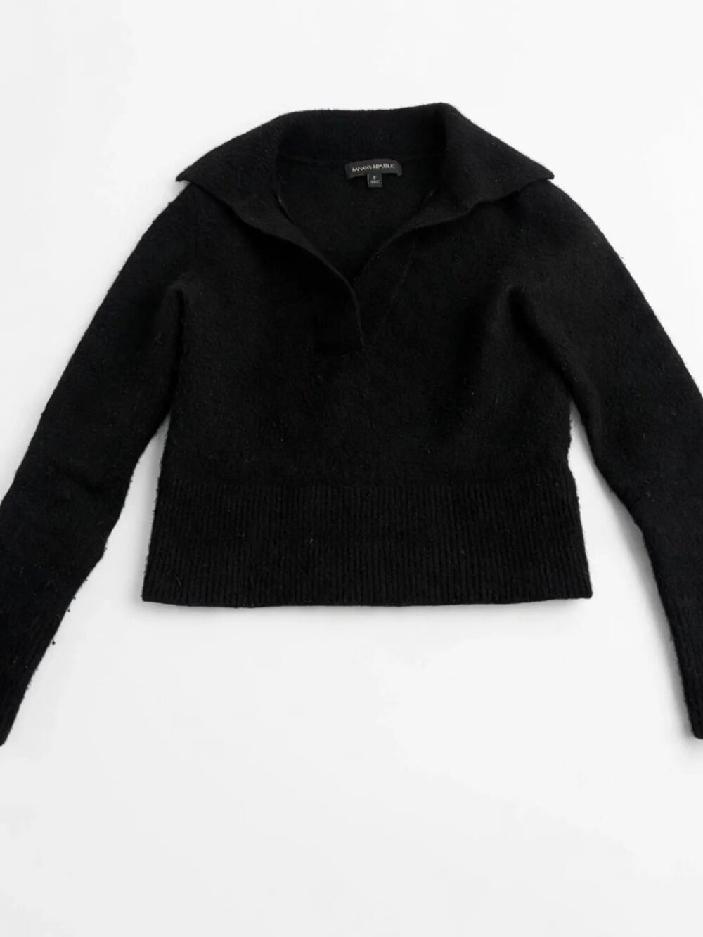 Banana Republic Women's Black Wool Blend Sweater Polo Pullover Size XS